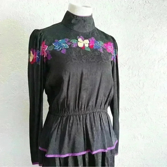 Mary McFadden silk 2 piece floral‎ print set size 4 - Picture 10 of 14